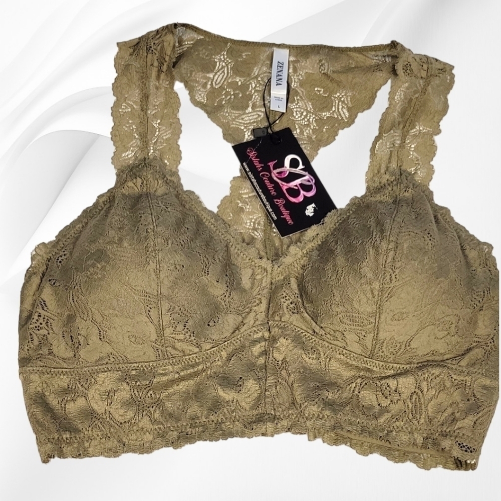 Lace Olive Green Racerback Bralette